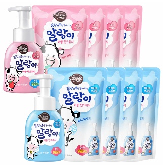 말랑카우 핸드워시 우유향/딸기향 본품300ml/리필250ml 혼합구성