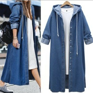 박시핏 후드 데님 롱자켓 하늘비즈 C11 A664U561