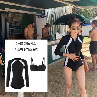 레쉬가드 수영복 원피스 물놀이 루즈핏 비치웨어 3피스 4종 점프수트 비치