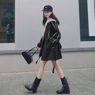 아이언하트 여성여친 잠바 집업야구항공 키작 야구 점퍼 가을 트렌치코트 여잔키 작은패치 하프 후드 카고코트 K