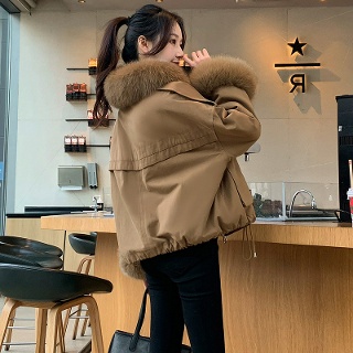 짜리점 여자 키작녀 바람막이 점퍼 파이 숏패딩 기모 두꺼운 코트 보온 저고리 꾹3
