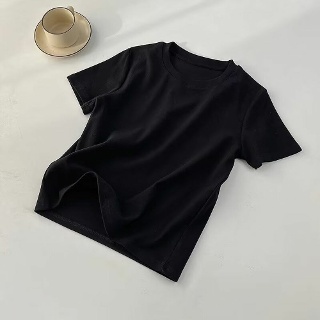 짜리점 여자 키작녀 라운드넥티 여름 베이직 아이템 라운드넥 기모 얇은 티셔츠 꾹2
