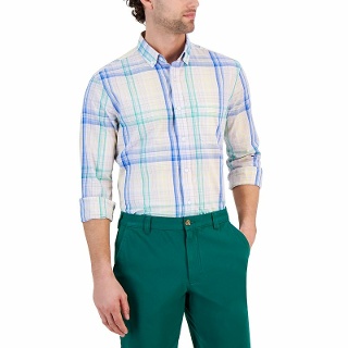 Club Room Men's Baha Plaid Poplin Shirt, Created for Macy's