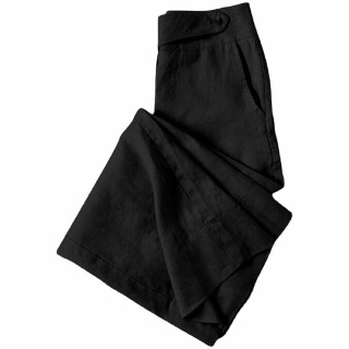 손오반 여자데일리룩 바지 면린넨 봄가을 여름 면 린넨 하이웨스트 팬츠 캐주얼 와이드 긴 KUK2