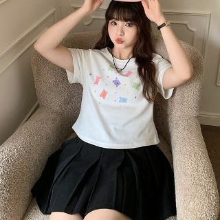 R2E 여성 쉬폰 스커트 개성적인 주름 반바지 체형을 위한 복고 허리로 슬림 한 분위기의 치마 젠5