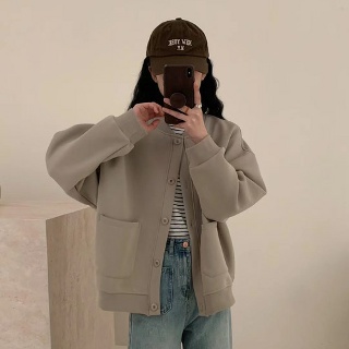 끄샵 여성점퍼 솔리드 코트 봄 가을 루즈핏 캐주얼 야구복 OPH1