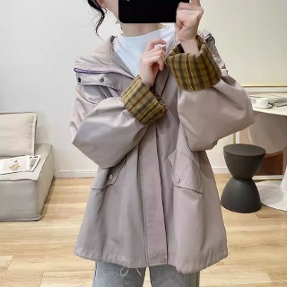 와칸다 여성여친 코트 하프 키작 가을 후드 나른긴팔 상의 여중롱카고 슬림핏 트렌치 KKE3