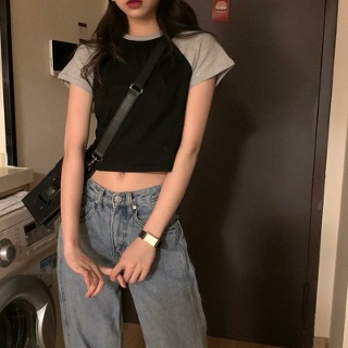 반팔 크롭 배꼽 티 다이어트 운동 요가 필라테스 동안룩 섹시 헬스