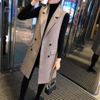 YSMALL 민소매 롱 트렌치 5XL 오피스록 빅사이즈 여성 조끼 봄