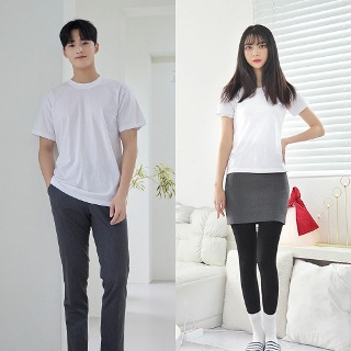 교복몰 3장 패키지 라인핏 화이트 기본 티셔츠 교복