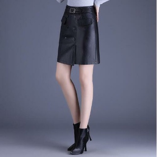마르소 미니스커트 언발란스 미니스커트 레더 가을옷 치마 가죽 UNO4