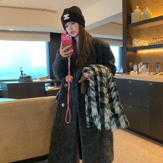 윈터솔져 여자데일리룩 코트 하프 롱 칼라넥 투톤 키작 모직 아우터 외투 KUK4 울