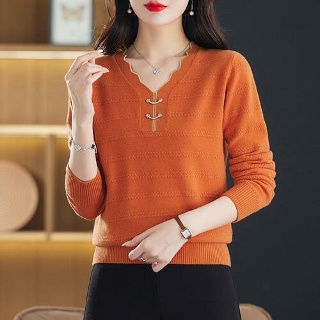 마요 브이넥니트 가을 여자 니트 빅사이즈 100울 이너 루즈핏 스웨터 울 브이넥 상의 UNO3