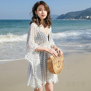 비치로브 여성 펀칭 루즈핏 가디건 비치웨어 로브 R63