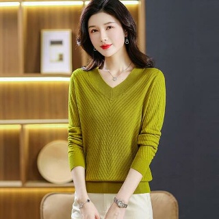 마요 브이넥니트 가을 여자 봄 니트 브이넥 스웨터 가을 얇은 무지 긴팔 UNO3