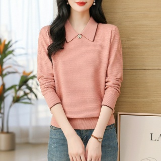 R3E 여성 가을 니트 칼라넥 스웨터 이너 춘추동 엄마룩 박시 탑 상의 젠3