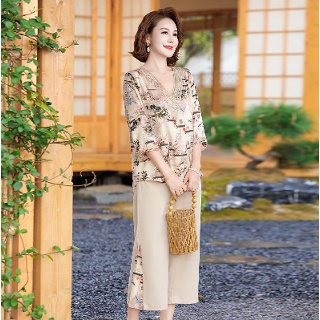 아줌마큰옷 브이넥 빅사이즈 데일리 시원한 통기성 60대 할머니 모임룩