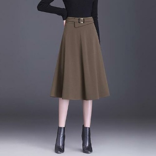 마르소 겨울스커트 스커트 슬림핏 캐주얼 패치 A라인 겨울 가을 미디 UNO4