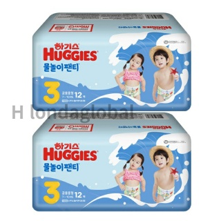 멸치쇼핑 하기스 물놀이 수영장 팬티 기저귀 중형 3단계 12매X2팩 - 하기스