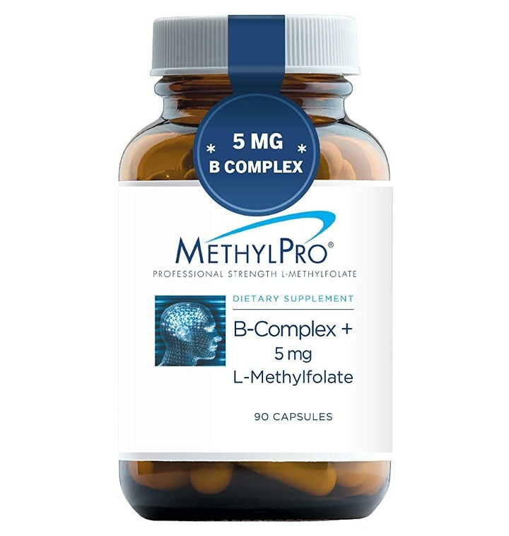 MethylPro B-Complex + 5mg L-메틸엽산 90캡슐 - 에너지를 위한 전문적인 강도 활성 엽 - 티몬