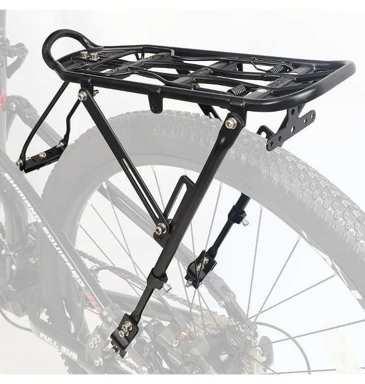 Amarine Made Bike Rear Rack 110 Lbs Capacity Aluminum Alloy Or Iron Bicycle Rear Rack Adjustable Pannier Bike Luggage Cargo Rack Quick Release Bicycle Carrier Racks (Al Half Quick Release
